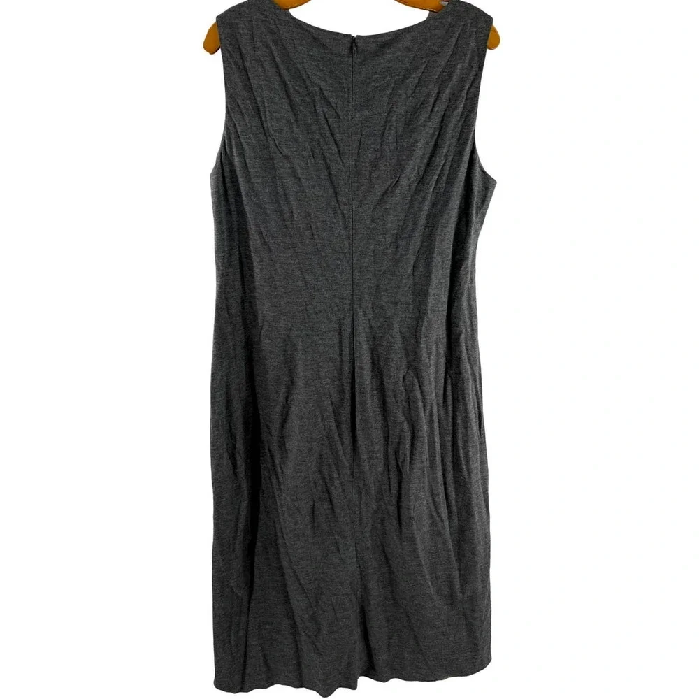 Lafayette 148 Gray Ruffle Front Stretchy Sheath Dress Size 14 EUC - Picture 4 of 6